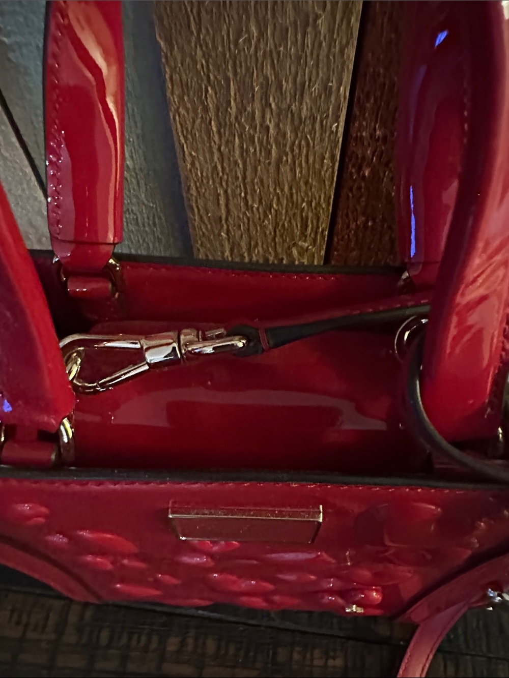 kate spade Red Patent Heart-Embossed Crossbody Bag - Picture 6 of 9